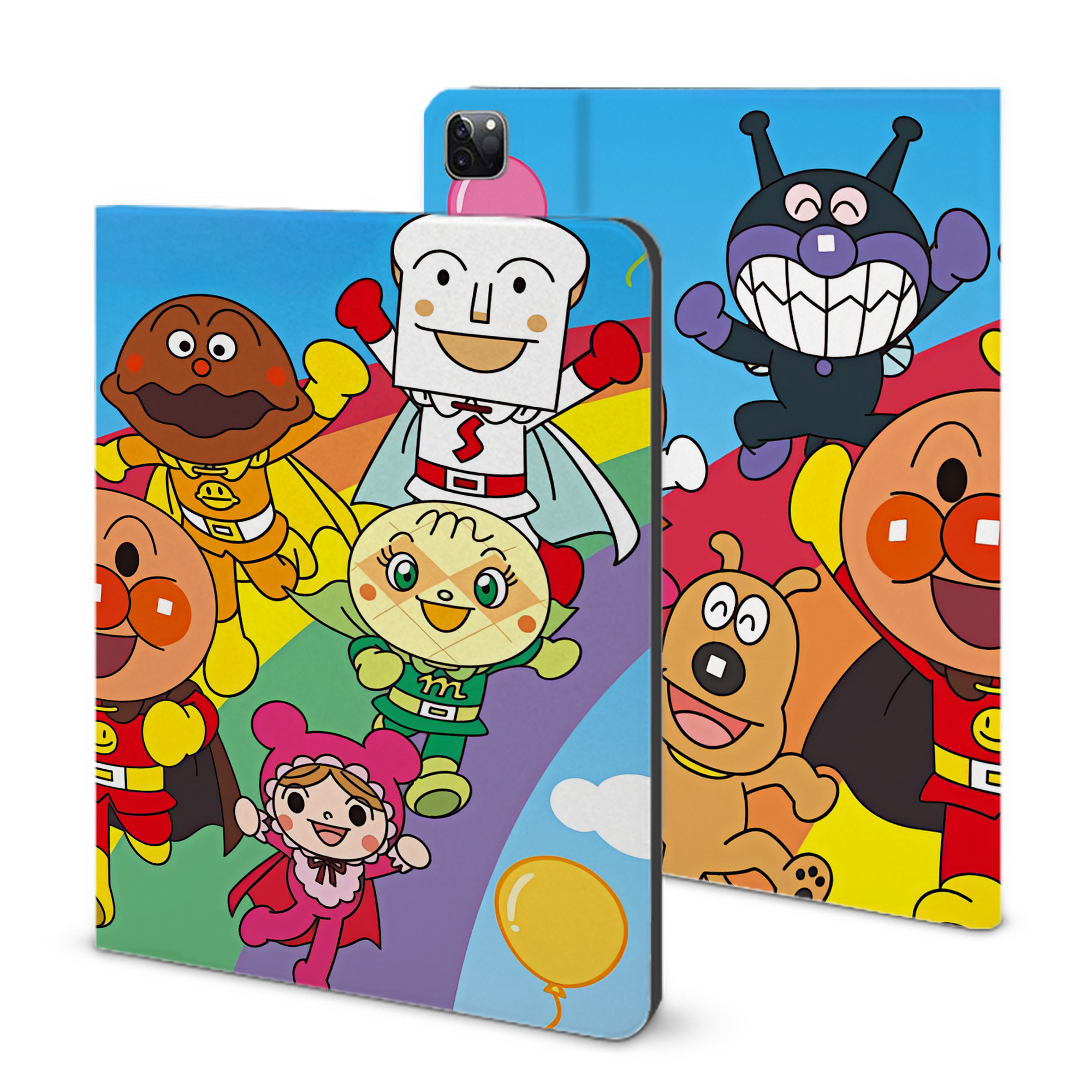 （画像用） アンパンマン Anpanman IPad ケース ブック型 PUレザー TPU 耐衝撃 軽量 薄型 ペン収納なし 全面保護 IPad 各モデル対応